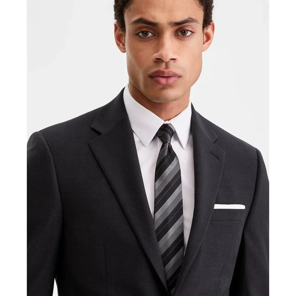 $815 NEW CALVIN KLEIN MENS 40L CHARCOAL WOOL 3 PIECE SUIT W/VEST M & PANTS 32X34